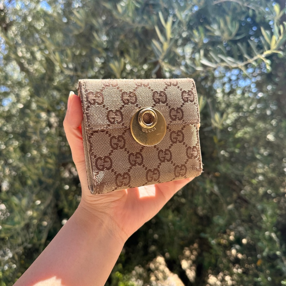 Gucci Beige and Brown Monogram Wallet